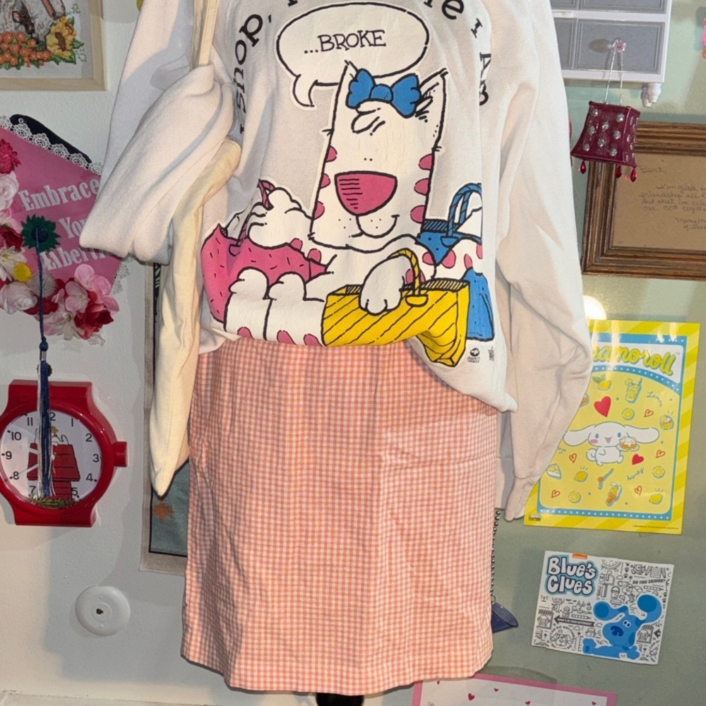 Vintage White and pink pencil skirt